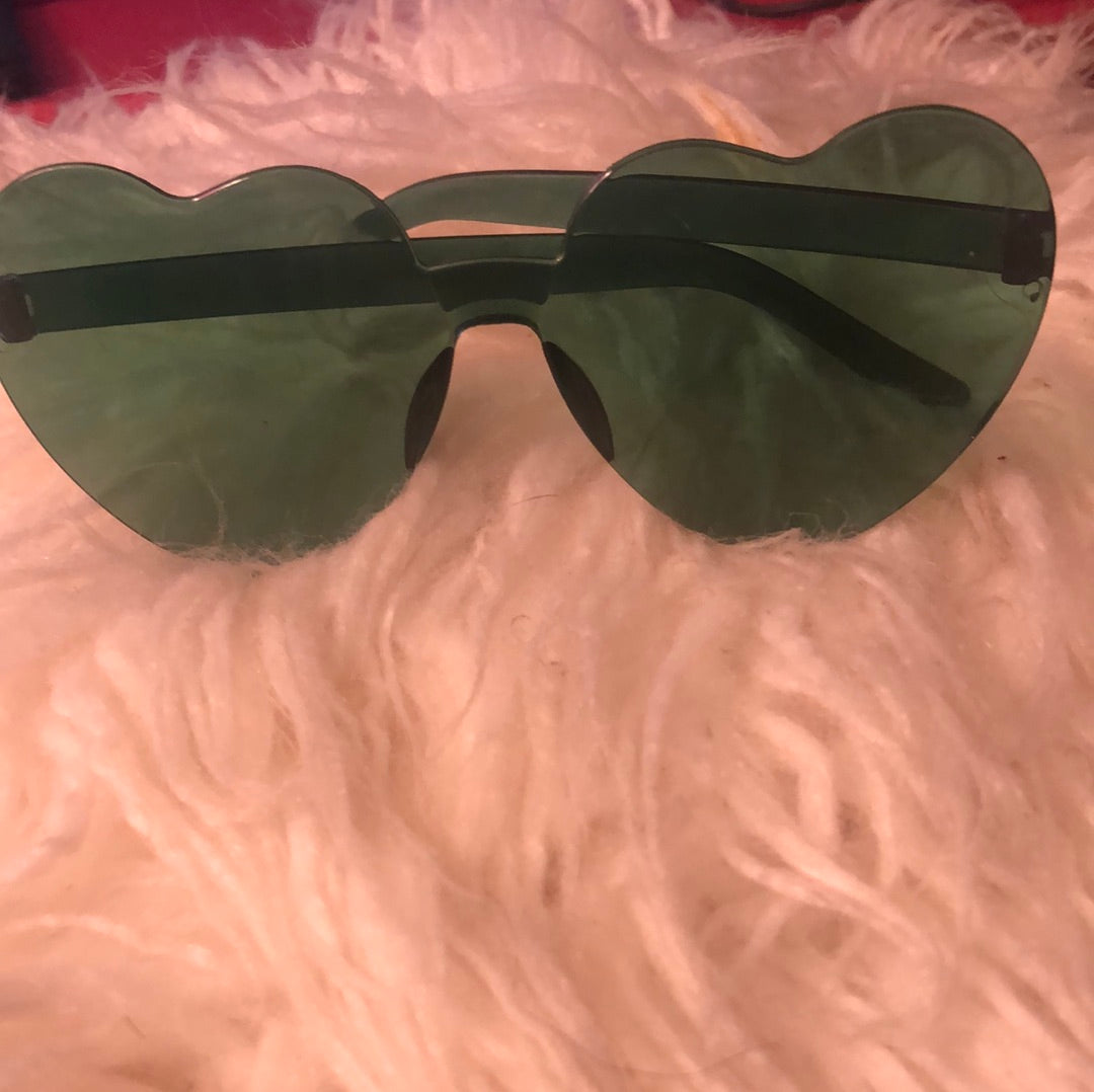 Green heart shaped sunglasses