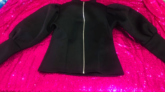 Black long sleeve jacket with zipper / size small