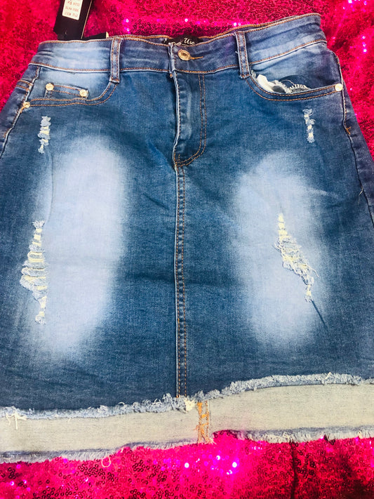 Children ripped blue Jean ripped skirt size 6