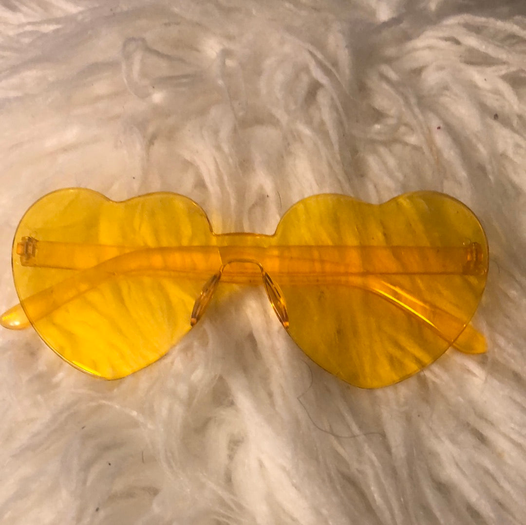 Yellow heart shaped sunglasses