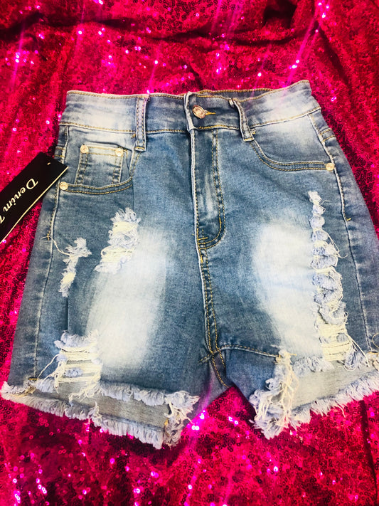 Children ripped blue Jean shorts kid size 2