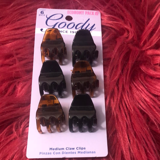 6 goody claw clips brown and black