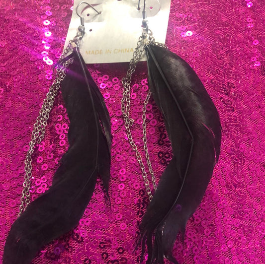 black feather earrings