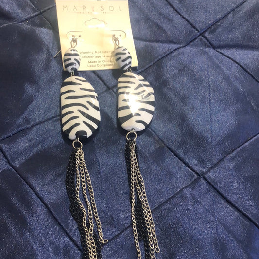 Zebra design drop earrings